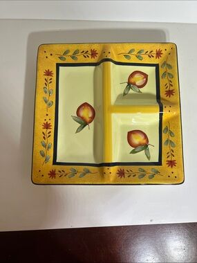 Liddy Ceramic Divided Serving Tray in Pale Yellow